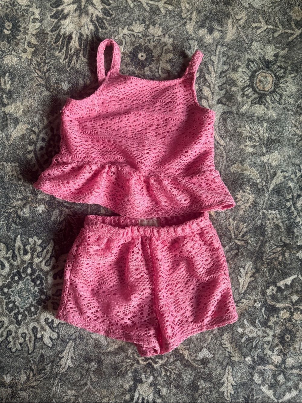 btween Toddler Pink Lace-Trim Set